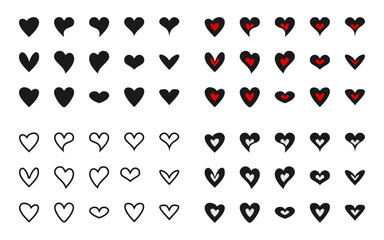 heart icon set. symbol of love icon set. vector illustration isolated on white background.