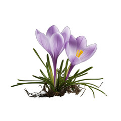 Naklejka premium Snow Crocus (Crocus chrysanthus) isolated on transparent background