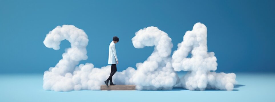 2024 New Years Reflecting White Clouds Anniversary Setting Generative AI - Powered by Adobe