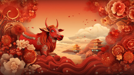 Obraz na płótnie Canvas Chinese new Year ox background