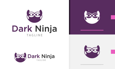 Logo design icon abstract geometric ninja man face or warrior using mask as a secret agent or spy