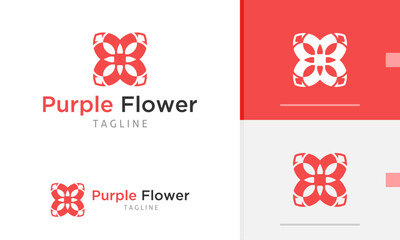 Logo design icon abstract geometric beautiful flower pattern in flat modern style