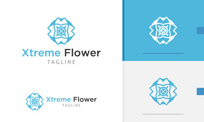 Logo design icon abstract geometric beautiful flower pattern in flat modern style