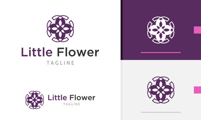 Logo design icon abstract geometric beautiful flower pattern in flat modern style