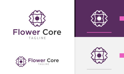 Logo design icon abstract geometric beautiful flower pattern in flat modern style
