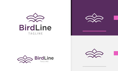 Logo design icon of geometric line of minimalist flying eagle bird design in modern style
