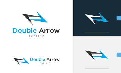 Logo design icon of geometric sharp arrow design showing direction to location, double arrow