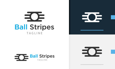 Logo design icon of geometric ball with line stripes on the right left, sun moon light silhouette