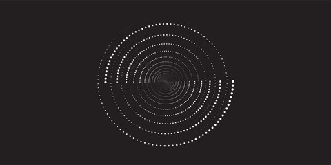 spiral circle sound wave vector logo concept modern circle dots black backround - obrazy, fototapety, plakaty
