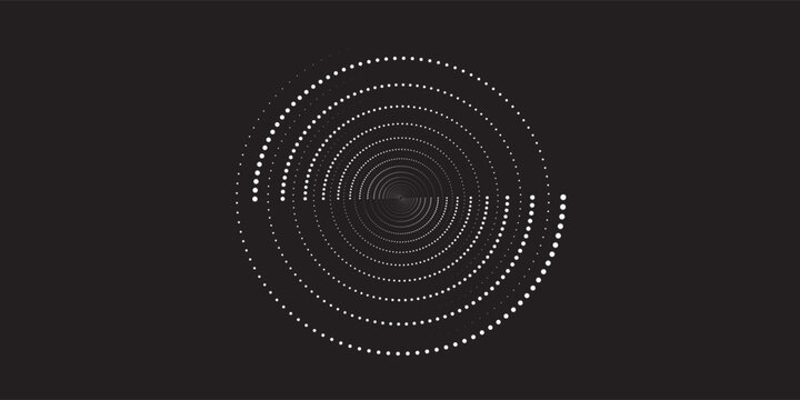 spiral circle sound wave vector logo concept modern circle dots black backround