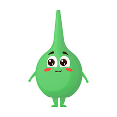 Cartoon hero character of medical green syringe with cute face in vector without background.Illustration for sales, promotions, pharmacies, hospitals in children's style.