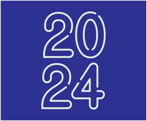 2024 Happy New Year Abstract White Graphic Design Vector Logo Symbol Illustration With Purple Background