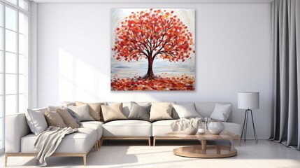 a isolated tree art pieces shine brightly on the white canvas
