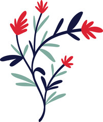 Elegant floral arrangement with red flowers in cartoon style. Cartoon illustration of flower