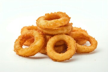 deep fried onion rings isolated on a white background