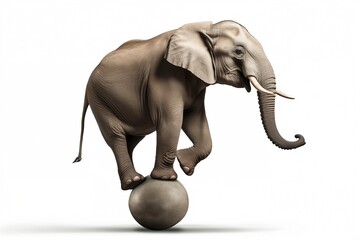 Amusing African Elephant Balancing on a Ball