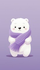 illustration of a cute white bear wearing a scarf