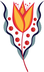 Elegant floral arrangement with yellow flowers in Asian style. Cartoon illustration of flower