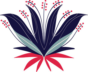 Elegant floral arrangement in Asian style. Cartoon illustration of flower