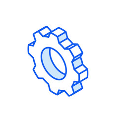 Isometric icon in outline. Modern flat vector Illustration. Gear symbol. Social media marketing icon.