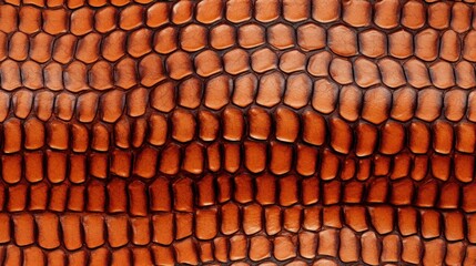 Seamless pattern with orange reptile skin scales texture.