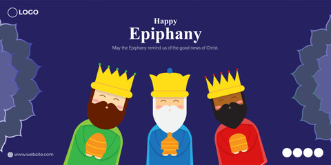 Vector illustration of Happy Epiphany social media feed template - obrazy, fototapety, plakaty