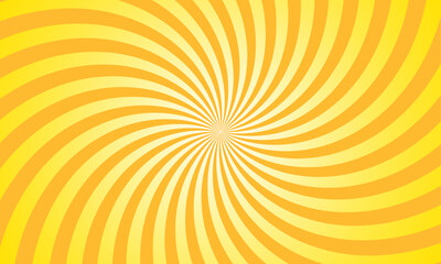 Sunray yellow background. Sunburst retro vector with copyspace. Twist style