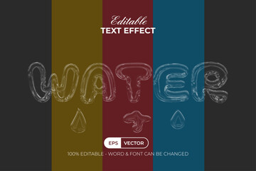Water Text Effect Transparent Style. Editable Text Effect. - obrazy, fototapety, plakaty