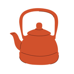 Red сute teapot isolated on white. Teapot icon. Small teapot. Teapot vector illustration.