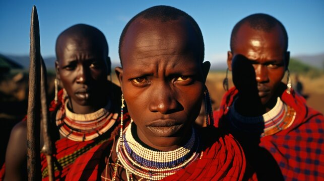 Traditional facial makeup of African tribesmen