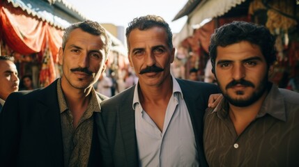 Middle Eastern Muslim people in a local marketplace - obrazy, fototapety, plakaty