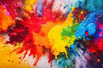 Multicolored Paint Splatters on a Vibrant Background