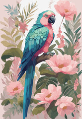 Cute Bird in Flowers