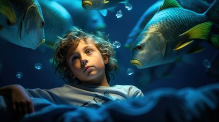 Little boy with fish