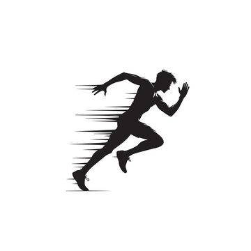 Running Man Silhouette - black vector Running Man Silhouette - sports Silhouette © Verslood