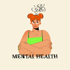 World mental health day hand draw flat design