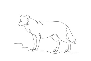 A walking coyote. World Wildlife Day one-line drawing