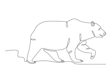 Side view of a bear walking. World Wildlife Day one-line drawing