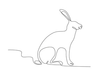 A rabbit sitting down. World Wildlife Day one-line drawing