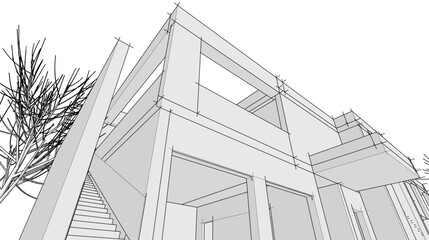 abstract  architecture vector 3d illustration