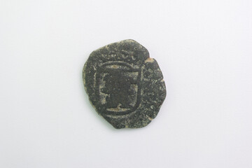 old spanish coin antique metal sign collecting hobby mint inscri