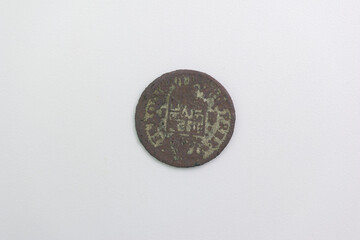 old spanish coin antique metal sign collecting hobby mint inscri