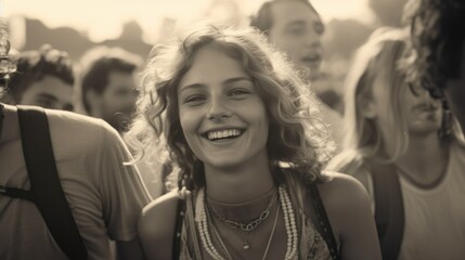 A woman among people having fun at a festival