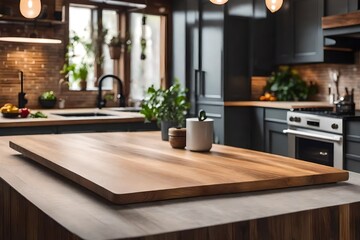A Wooden pedestal table inside the kitchen that leaves room for your décor