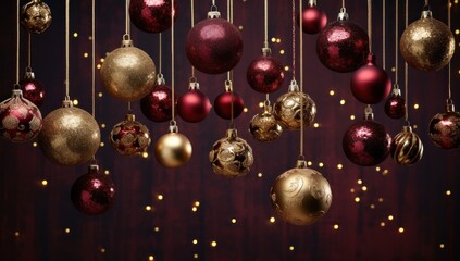 Fototapeta na wymiar Christmas greeting card with xmas balls