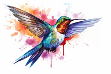 Hummingbird watercolor style illustration