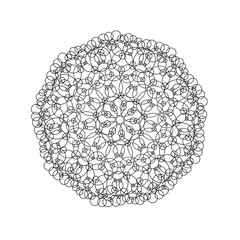 Simple mandala doodle inspired by cable and tangled thread with black color that can be use for social media, wallpaper, sticker, and e.t.c.	