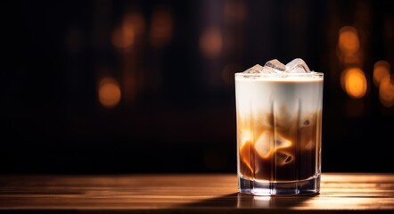 White russian cocktail with ice