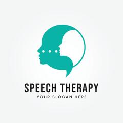 Speech Therapy Logo Design Vector Template Illustration