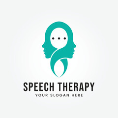 Speech Therapy Logo Design Vector Template Illustration